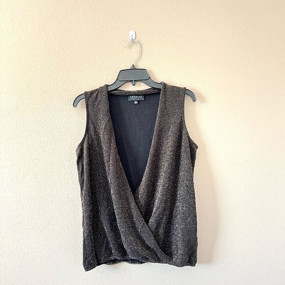 Glittery Faux Wrap Sleeveless Top - Picture 1 of 6